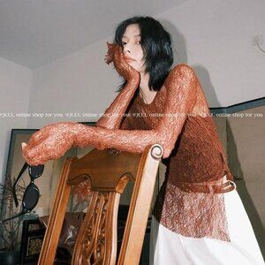 Burgundy lace long sleeve top see thru with a touch of grunge goth shirt